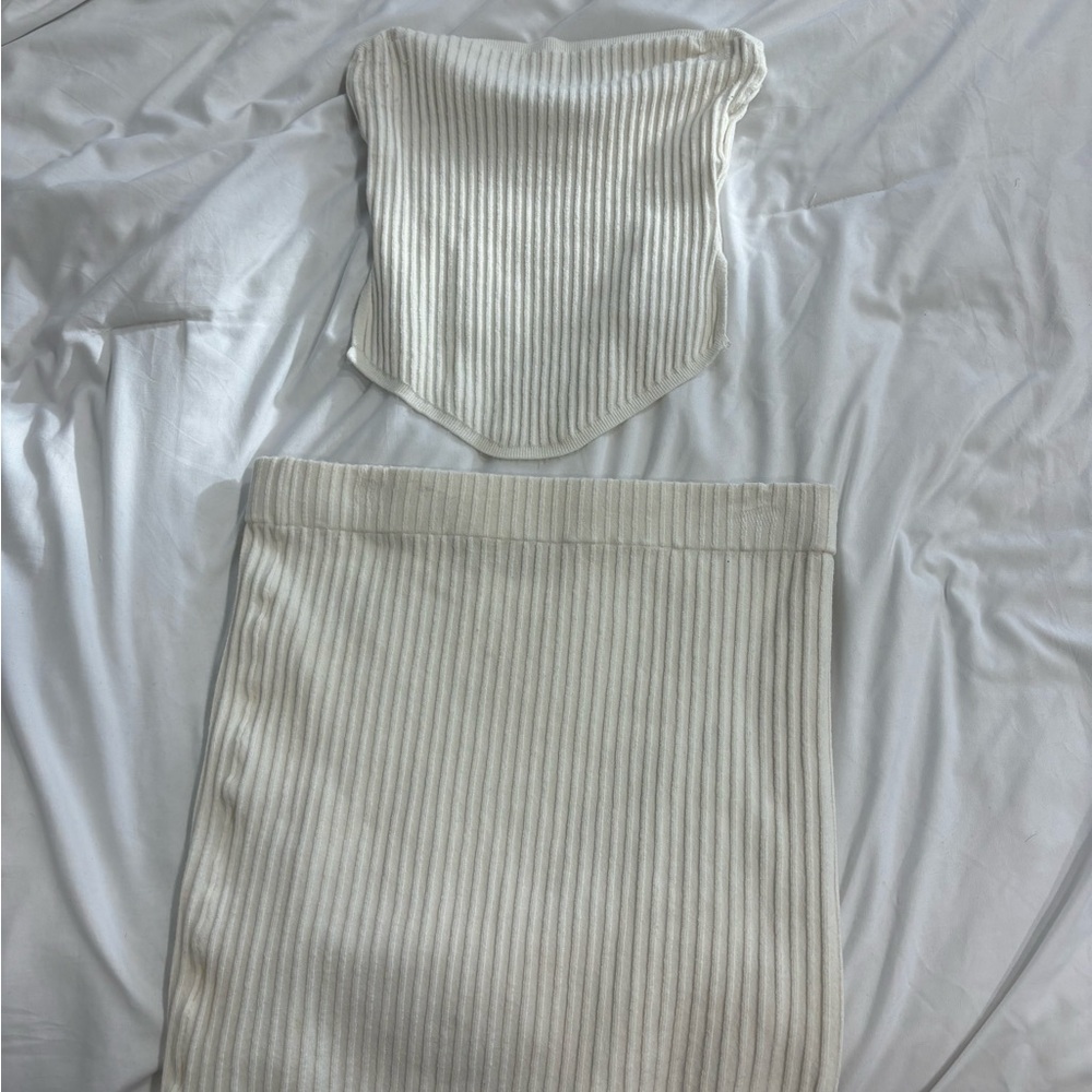 White Fox Boutique Cream Mini Pencil Dress with Ribbed Texture for Casual Wear